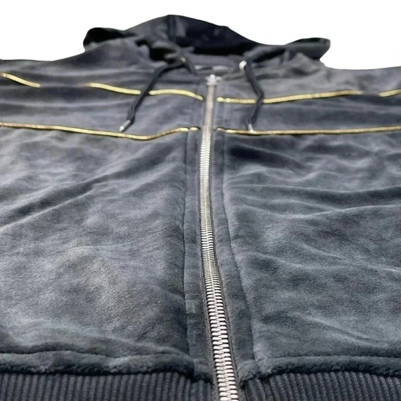 International Concepts Skip Sport Deep Black Velour Classic Fit Mens Jacket - Picture 8 of 12